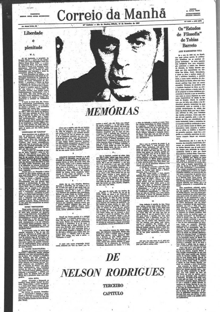 Recorte do jornal Correio de Manhã, onde foi publicado o terceiro capítulo das Memórias de Nelson.