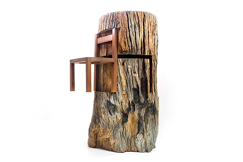 Obra Tronco e cadeira, de Nelson Leirner.