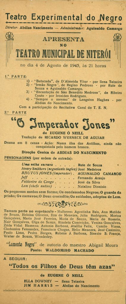 Folheto do Teatro Experimental do Negro