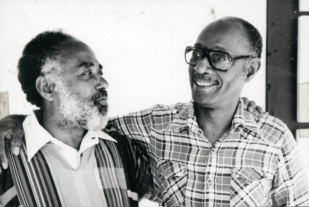 Abdias Nascimento e Mestre Didi, na 33ª reunião do SBPC - Sociedade Brasileira para o Progresso da Ciência, em Salvador (BA) em 1981